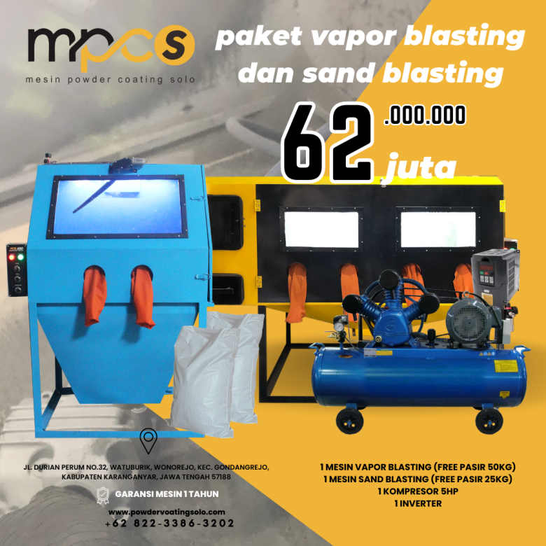 powder coating solo paket vapor blasting dan sand blasting 62juta